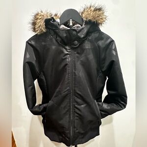 The North Face Black Camo Jacket with Fur Hood